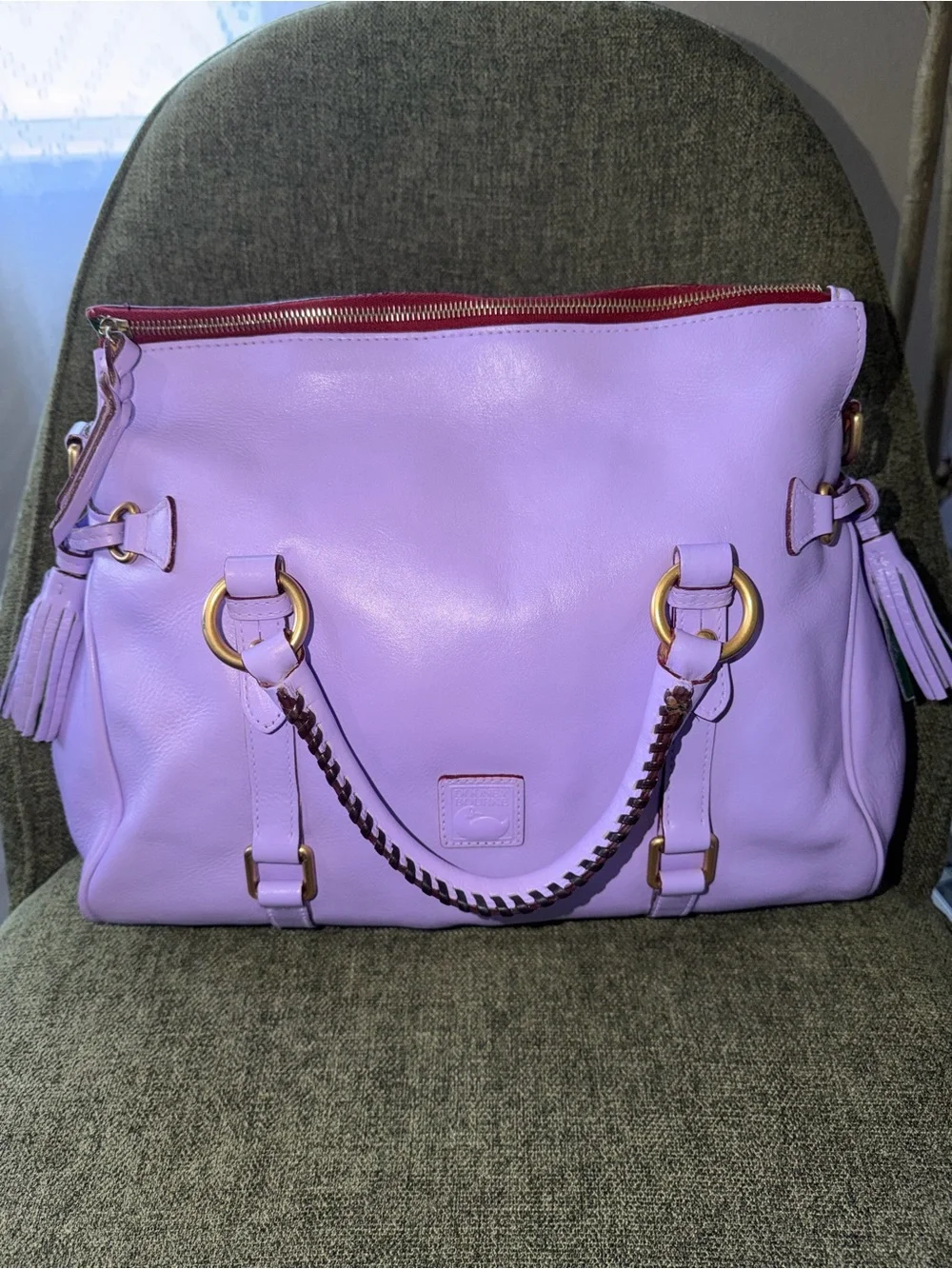 Dooney & Bourke CUSTOM Lavender Leather Satchel with Gold Hardware